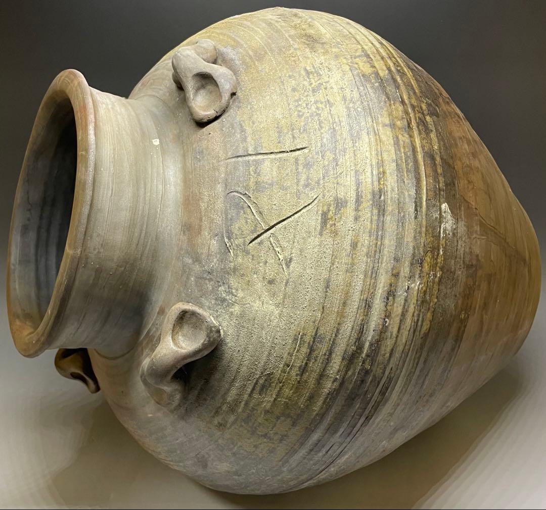 古備前　桃山時代　四耳壺　葉茶壺　大壺　特大　41cm f6441