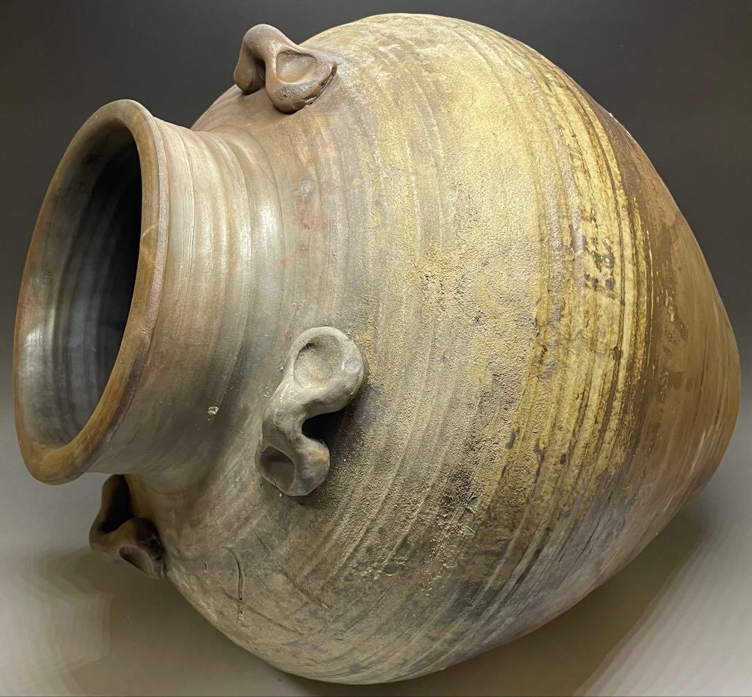 古備前　桃山時代　四耳壺　葉茶壺　大壺　特大　41cm f6441