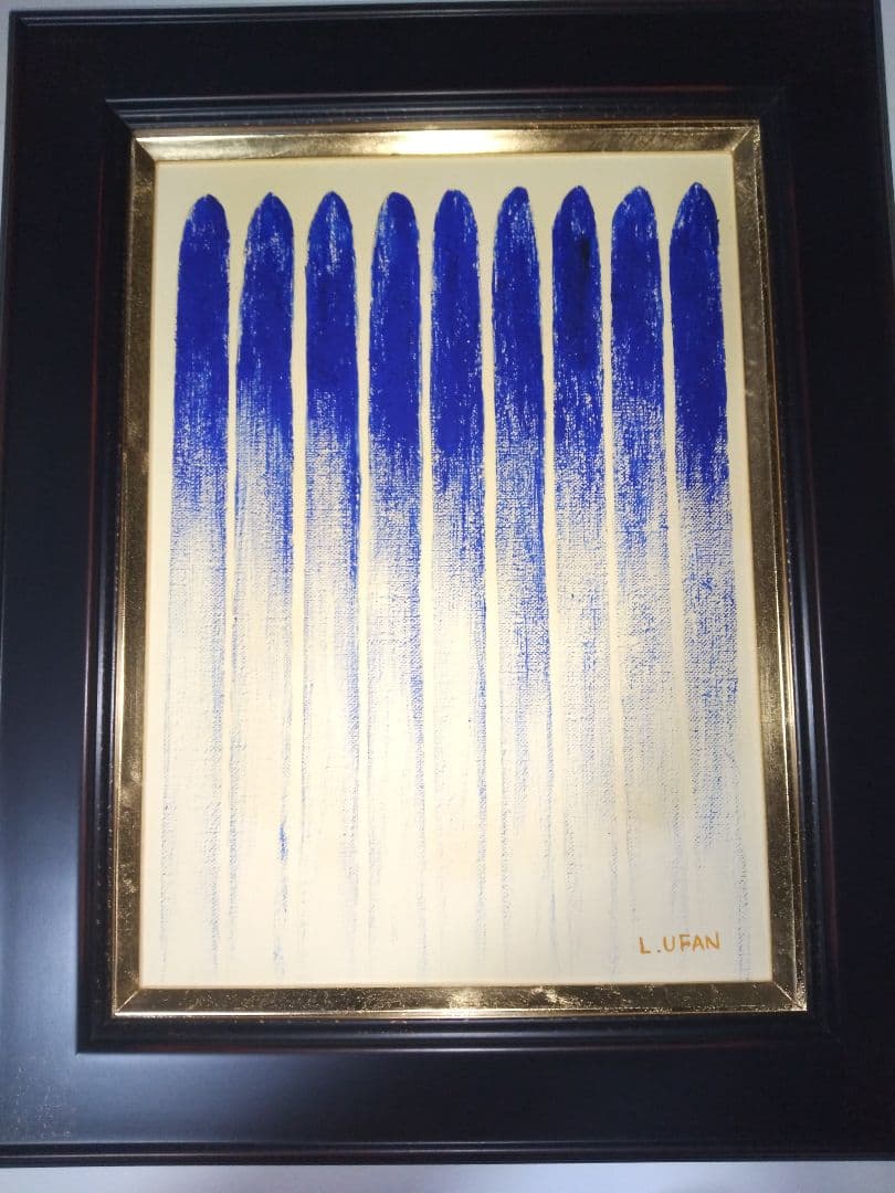 リー、ウーハン、絵画、岩彩、4F、From.line、新品額縁、肉筆、難波田龍起