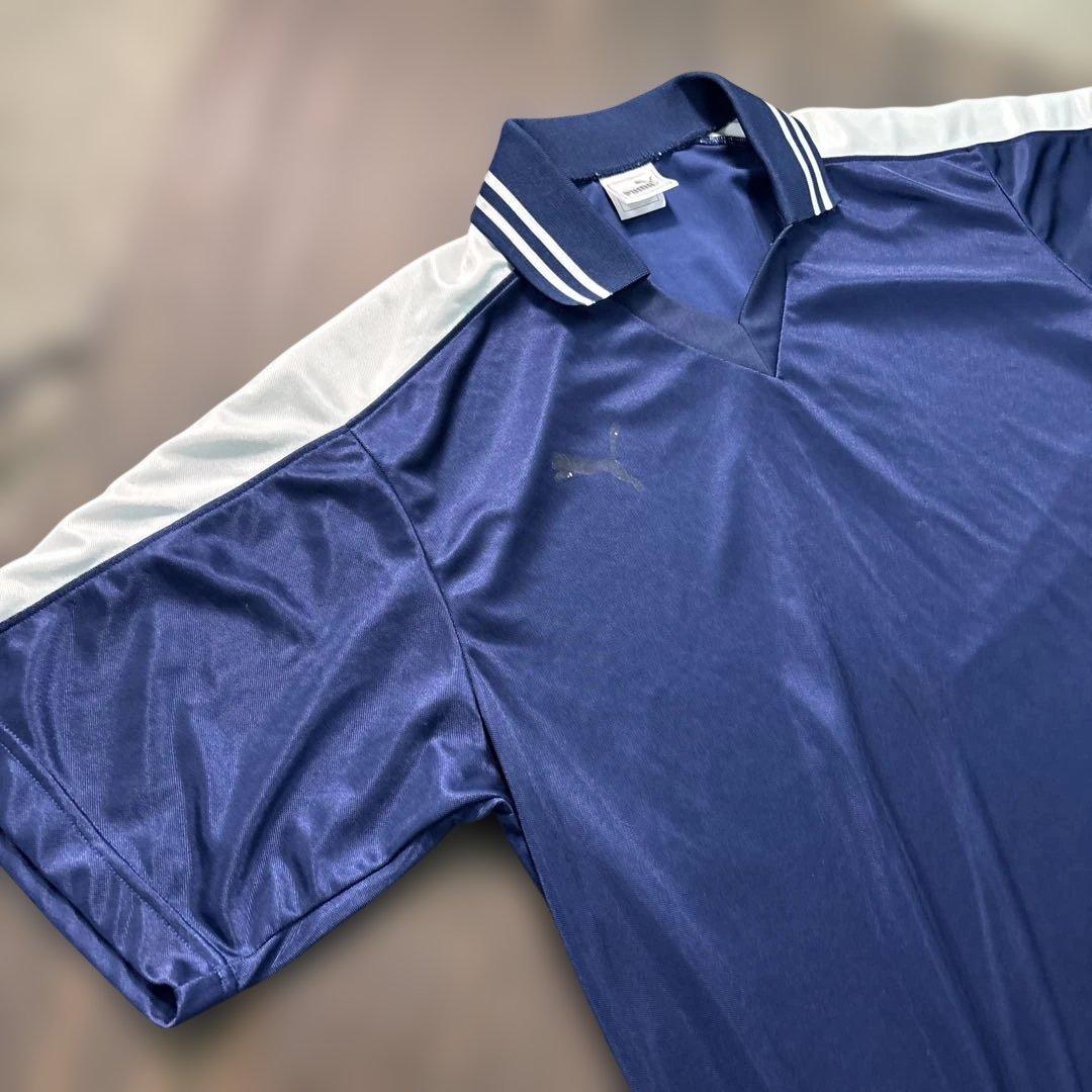 8SM1 puma トレーニングウェア　サッカーシャツ　ネイビー　古着used