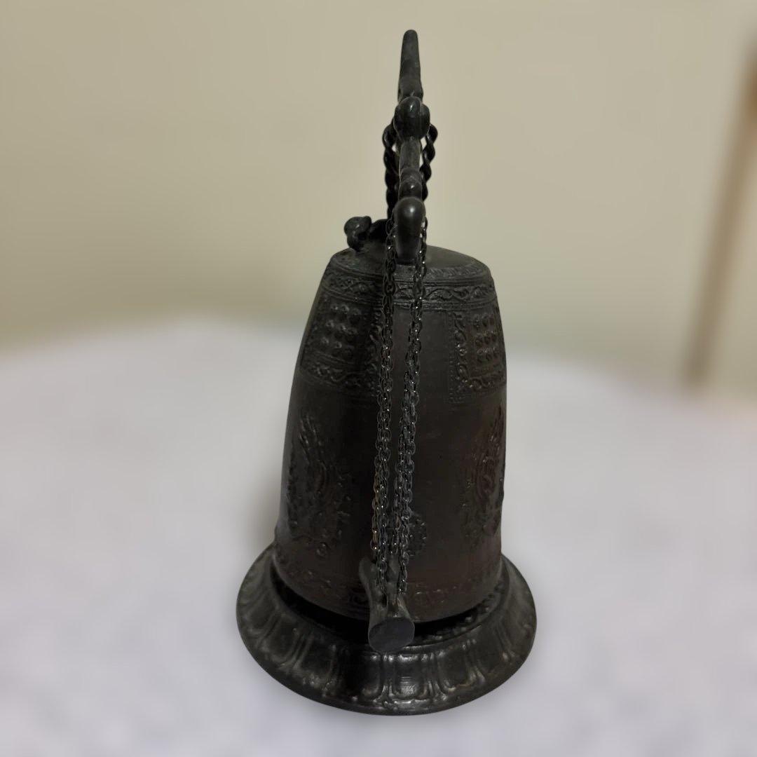 ドラゴン装飾の金属製鐘 約22cm
