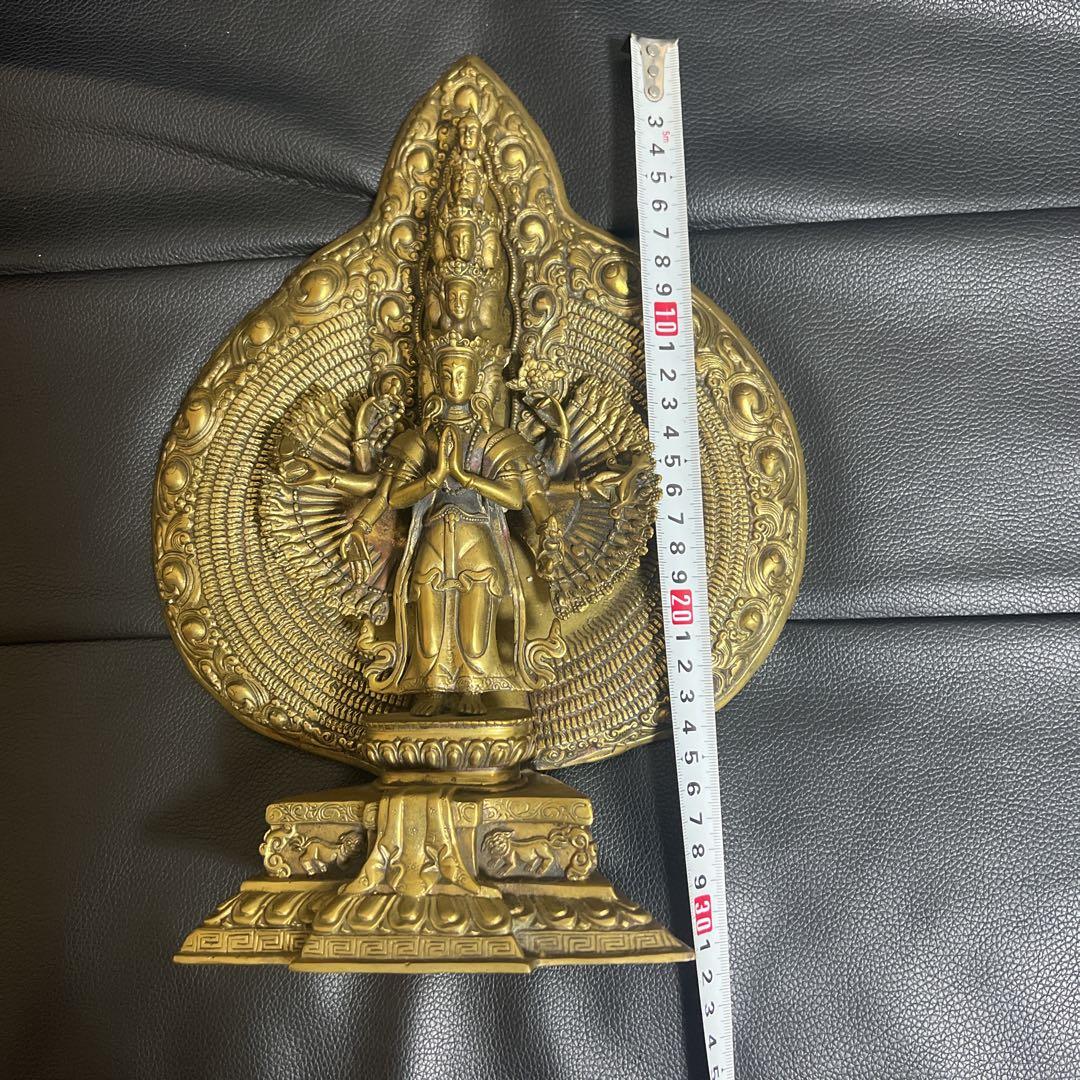 千手千眼観音菩薩 鍍金銅大仏像 チベット仏　仏教美術