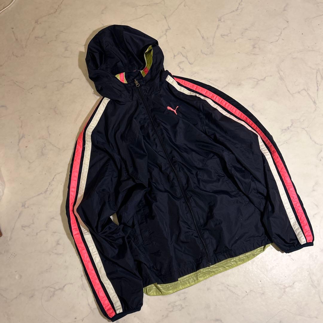 【新品】PUMA リバーシブルマウンテンパーカー M 腕ストライプ／ボーダー
