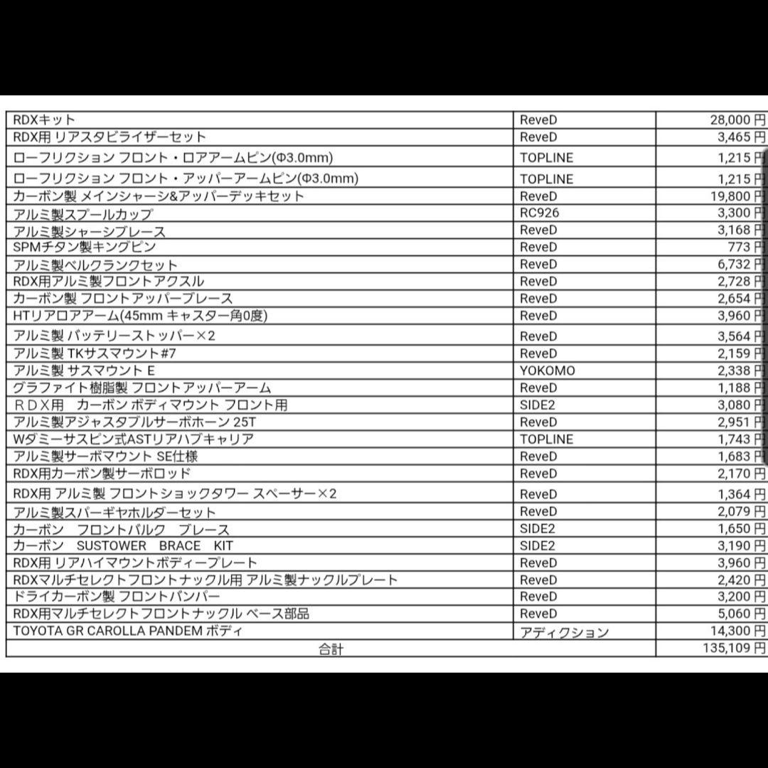 ReveD RDX(オプション多数)　アディクション　GRカローラ