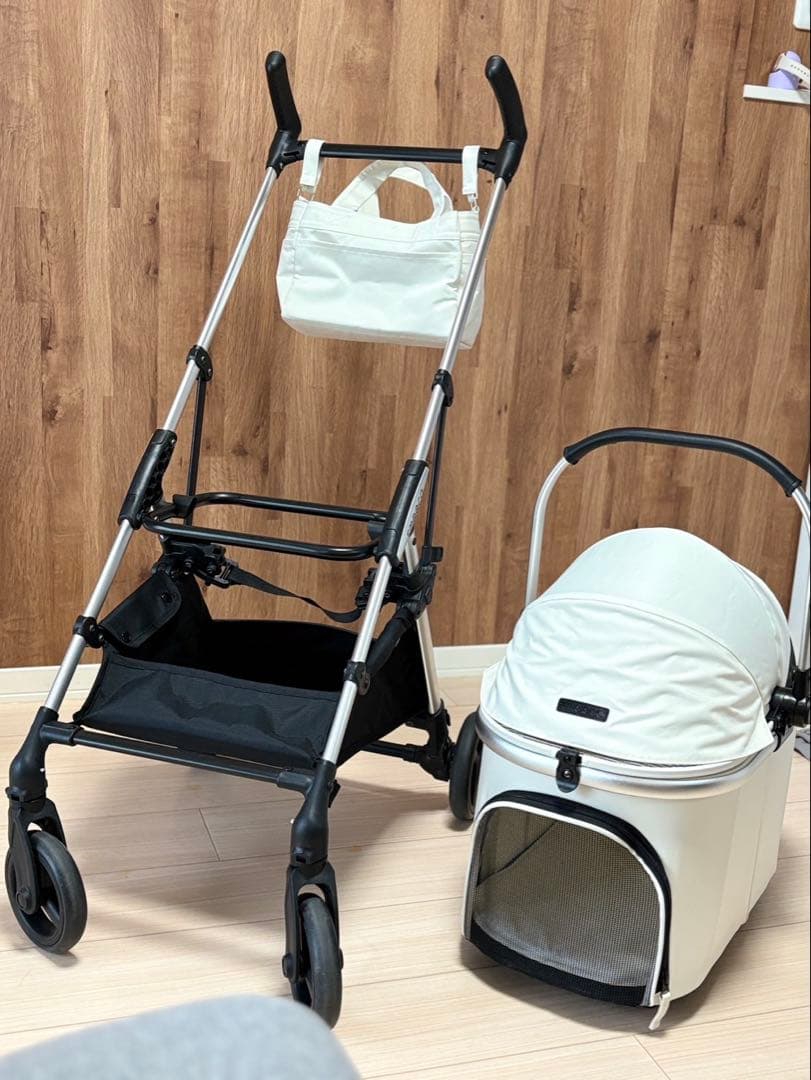 値下【美品】ペットパラダイス ペットカート smooca mini 白（保証有）