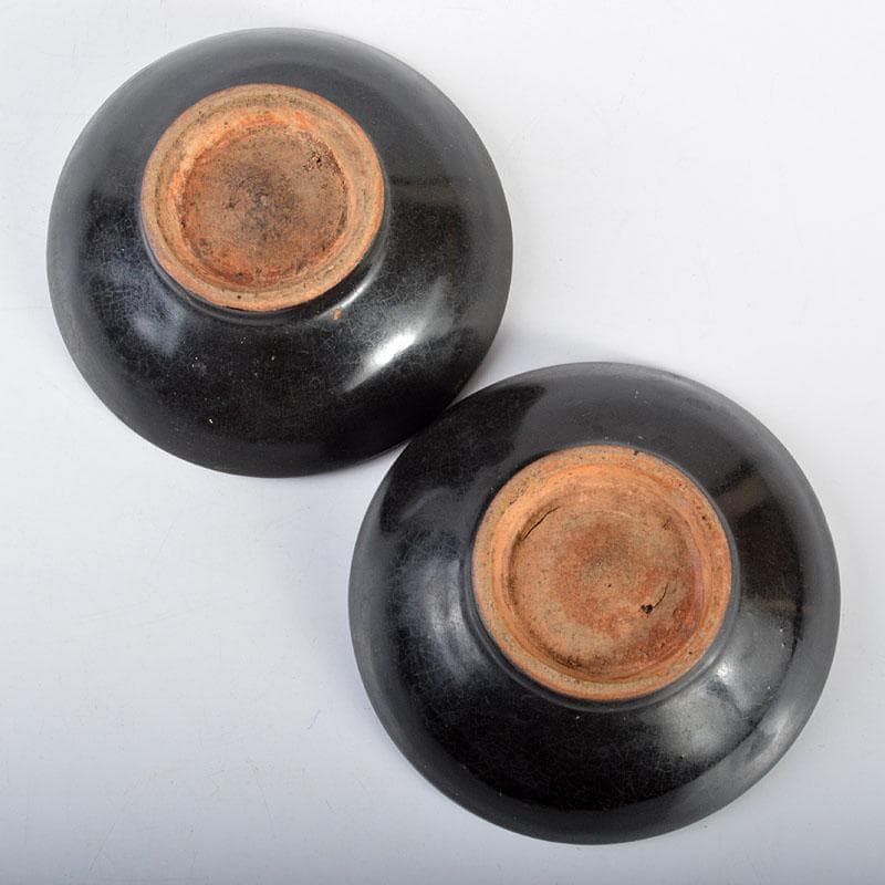 中国　南宋　吉川窯　木葉天目碗　一對　C　R4467