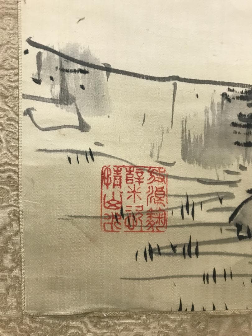 真作/小川清處/春郊牧牛画賛/牛/人物/布袋屋掛軸HB-138