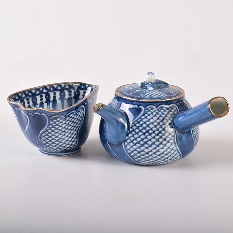 京焼　平安　加藤利昌作　祥瑞一閑人　茶器揃 　共箱　M　R8218