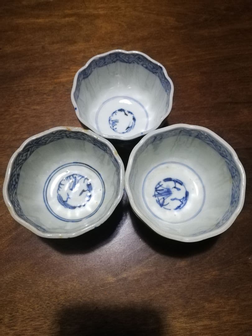 (幕末)古伊万里蛸唐草蕎麦猪口三客