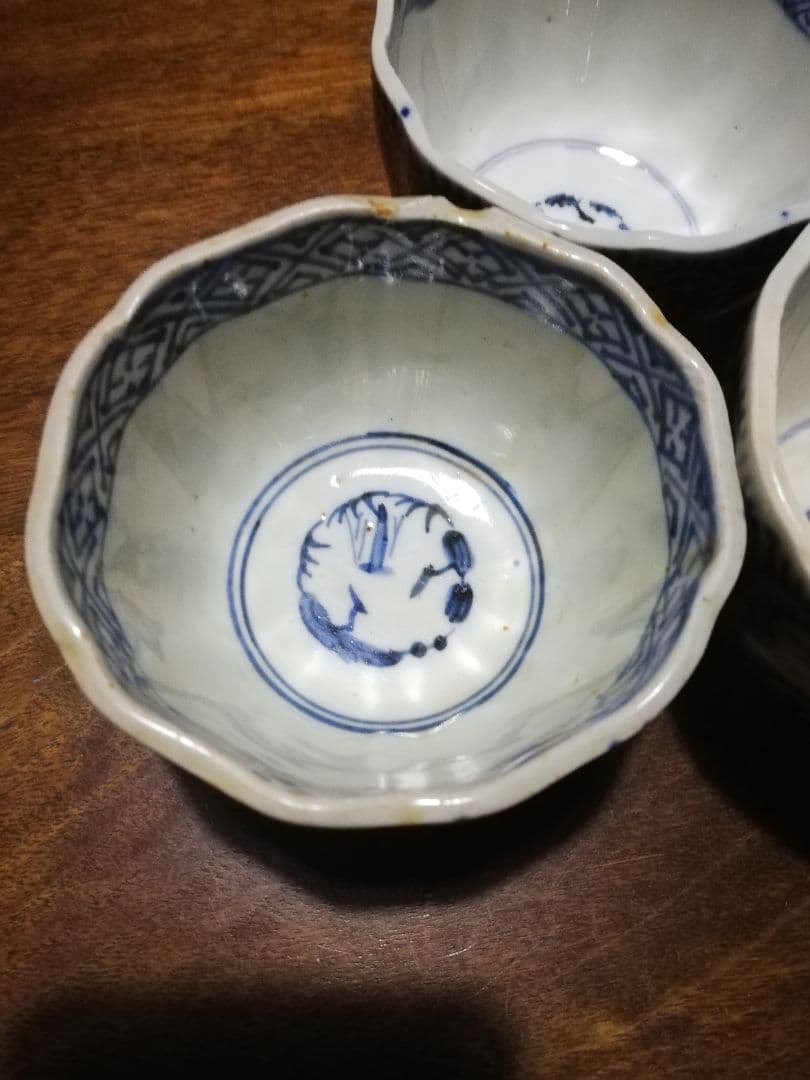 (幕末)古伊万里蛸唐草蕎麦猪口三客