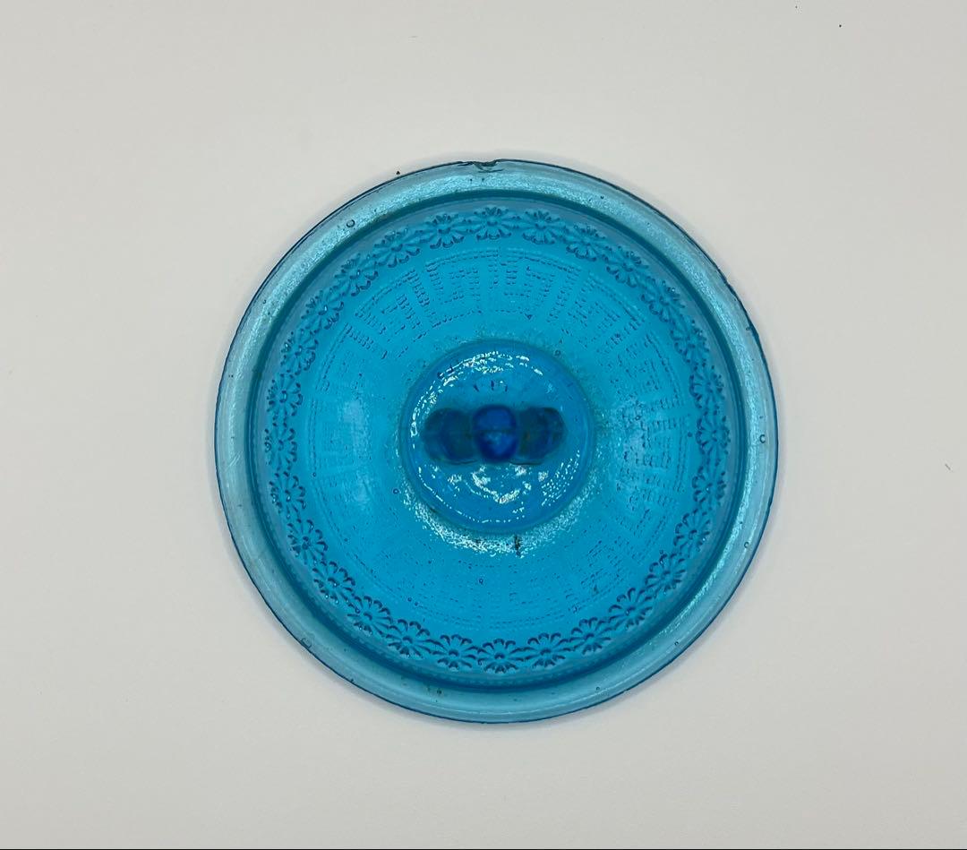 型ガラス蓋物　菓子器　キャンディポット　ボンボニエール　ウランガラス　大正ロマン