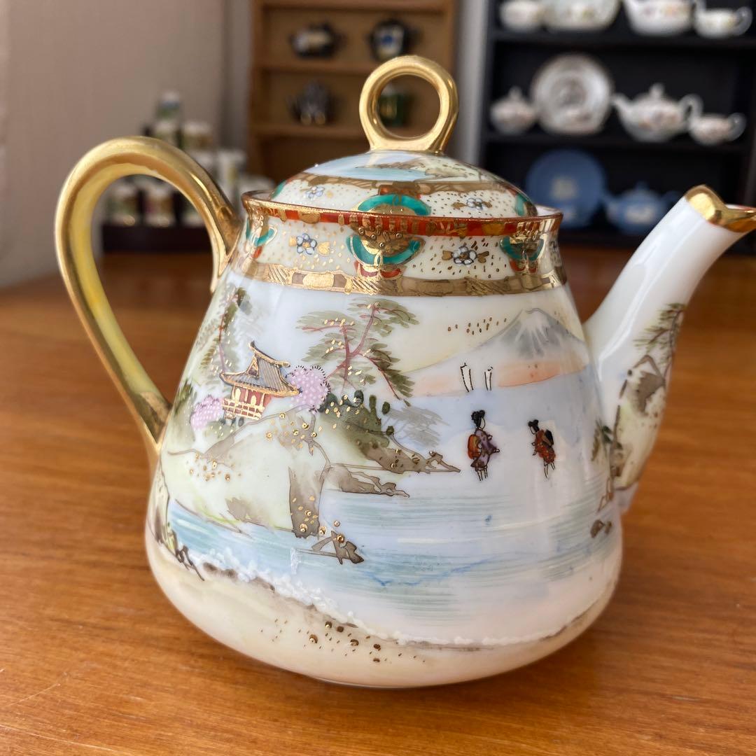希少　オールドノリタケ　ティーセット　3点セット　英国里帰り品　人気の着物絵