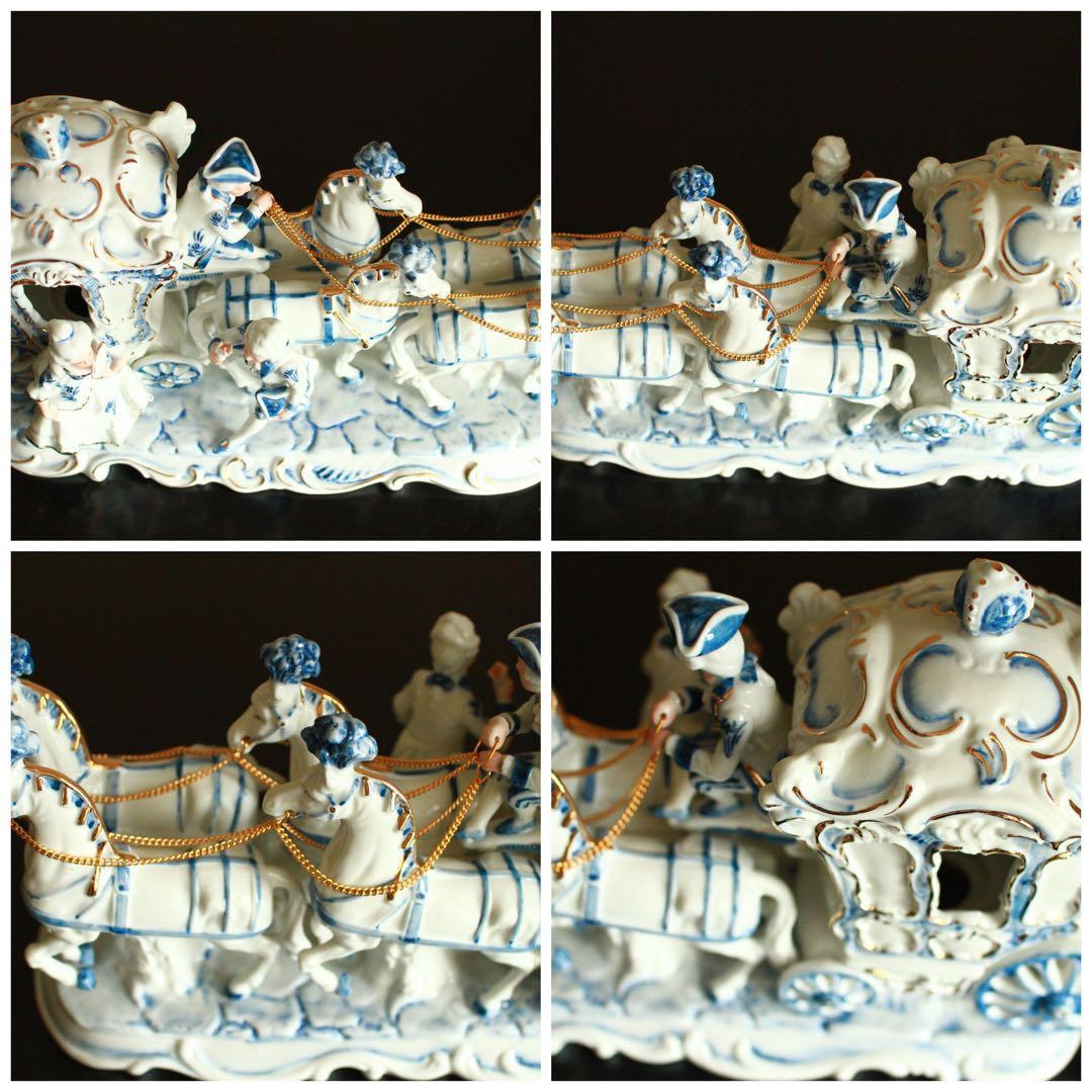 【希少】古代人形 陶磁器 4頭立馬車