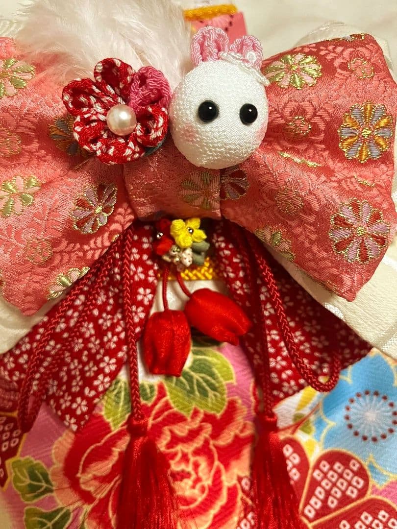 帯飾りを足してお作りし直しました。☆*花柄ピンク着物☆*　犬服　犬服用お着物