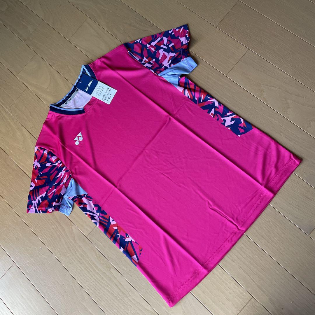 ヨネックスYONEX バド＆テニスゲームシャツ　新品　サイズLベリーピンク