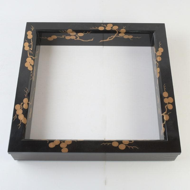 茶道具　塗師　宗寿作　笠松蒔絵　炉縁　堀内宗完（兼中斎）書付　共箱　M9890A
