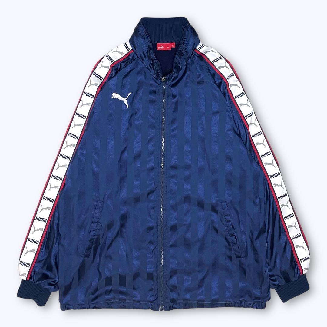 00s PUMA ナイロン 上下セットアップ サイズO ネイビー ラインジャージ