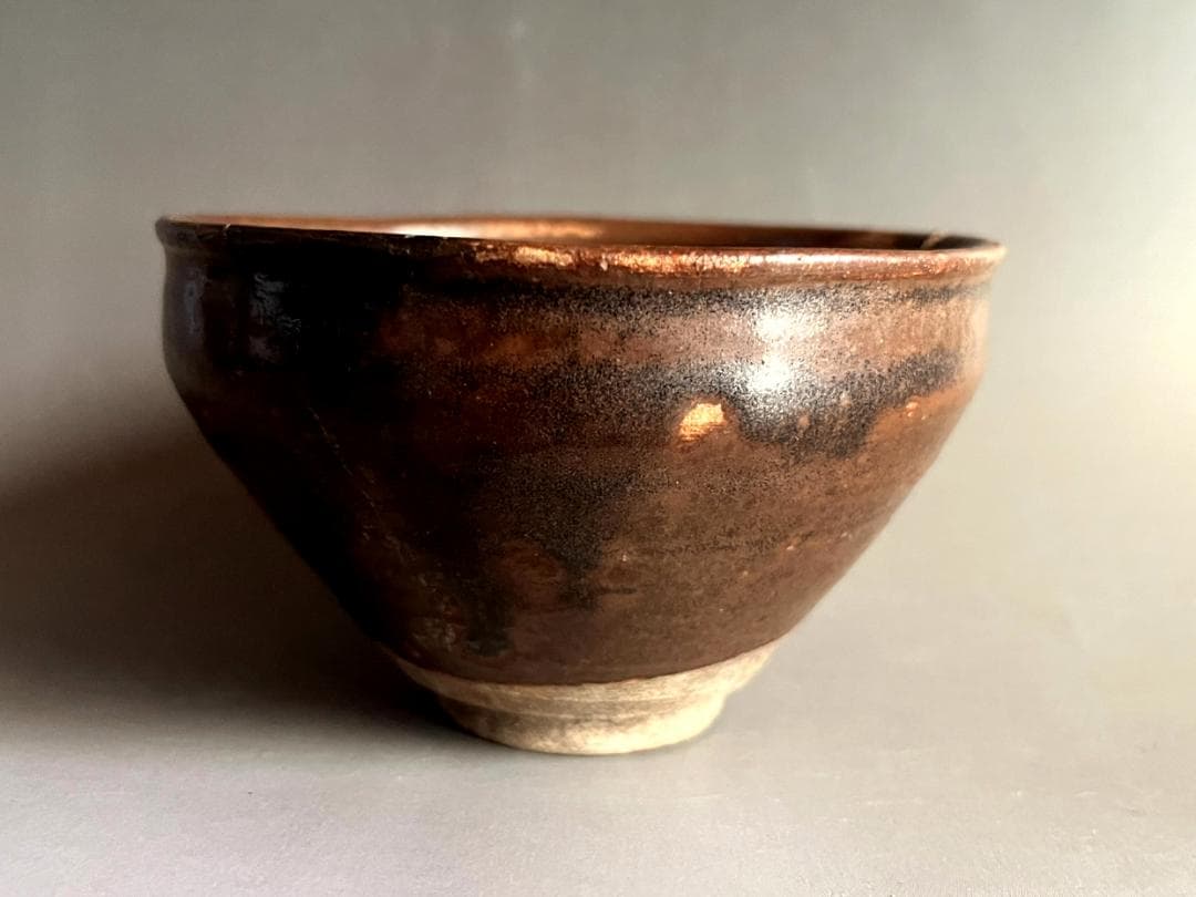 茶碗■古瀬戸 天目茶碗 桃山～江戸時代初期 発掘伝世品 窯変 直接貫入有 骨董■