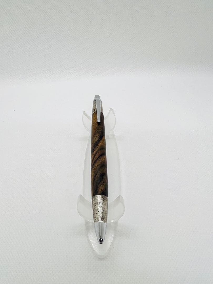 【新品】　野原工芸　特上黒柿　斑紋純銀色金具　シャープペンシル
