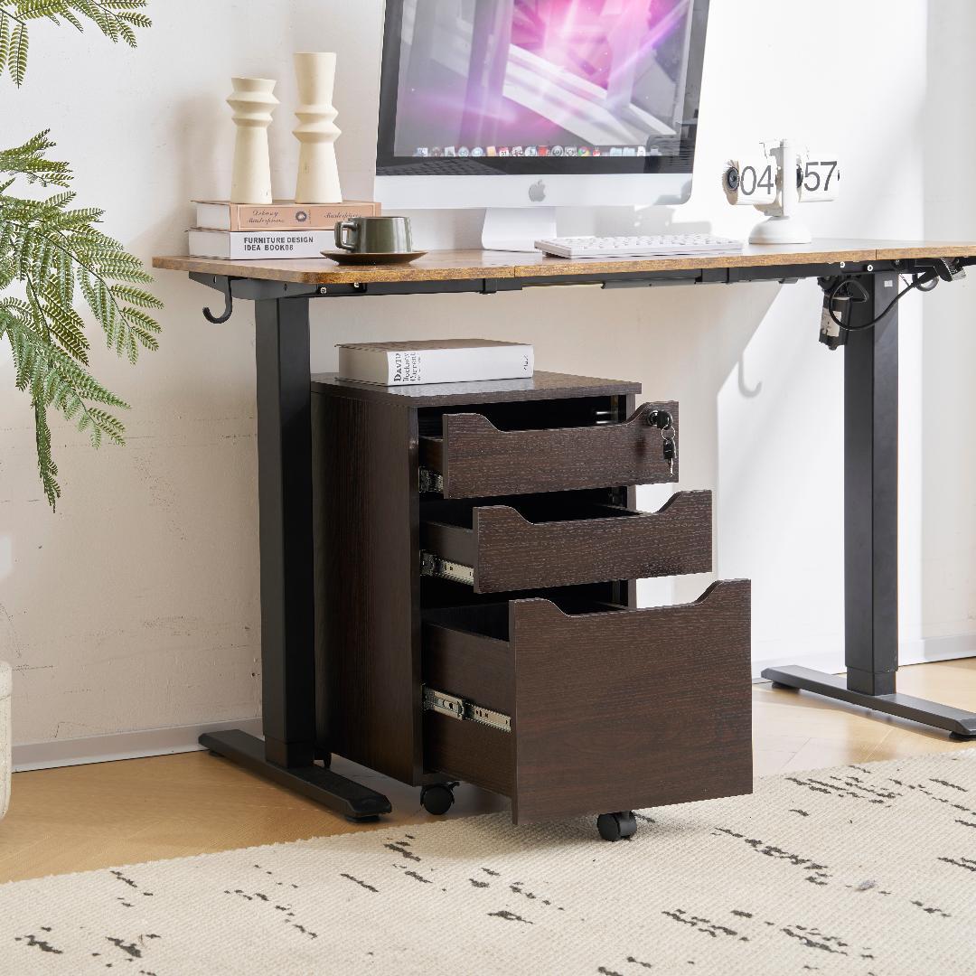 【クルミ】デスクワゴン サイドワゴン　鍵付き キャスター付き 脇机 オフィス