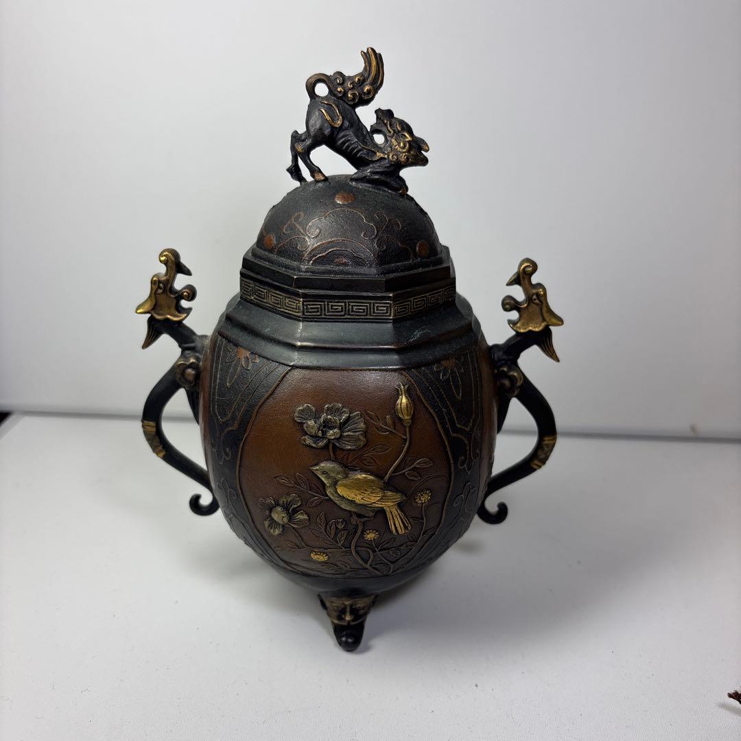 高岡銅器 大峰作 香炉 香立 金銀銅