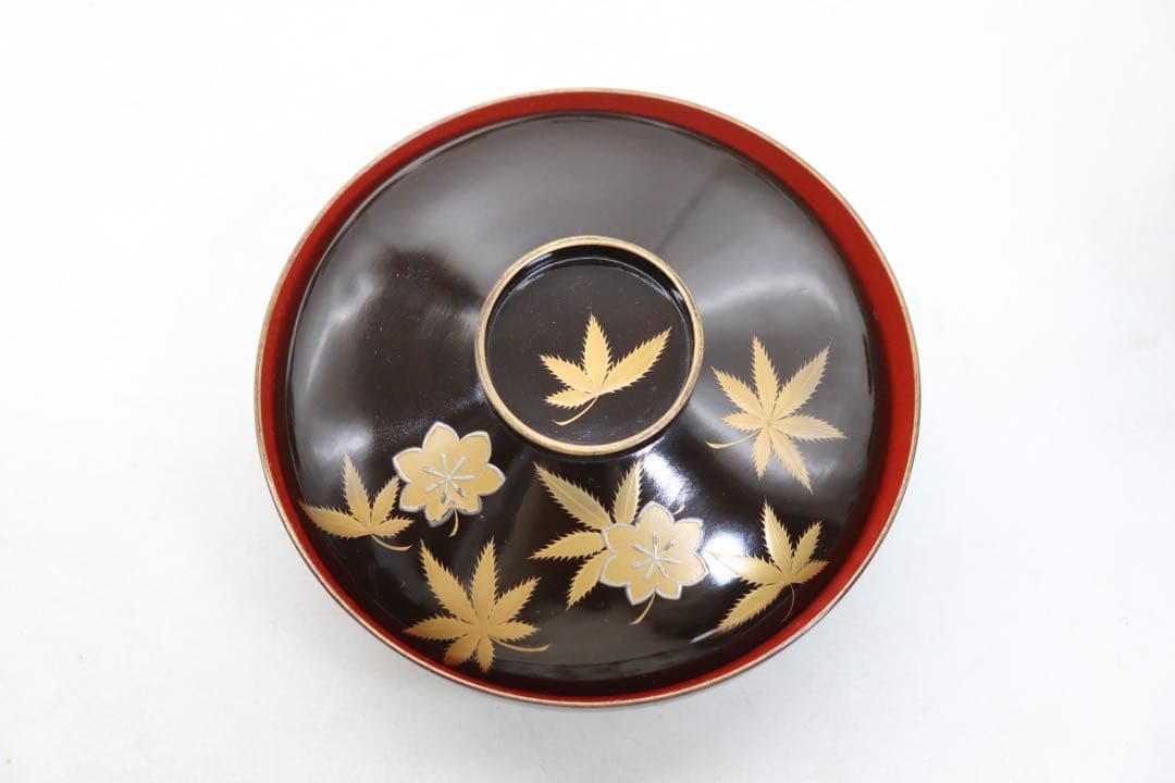 寛政11年　輪島塗　蒔絵紅葉紋お椀10個　木製　古民具　送料込み260131