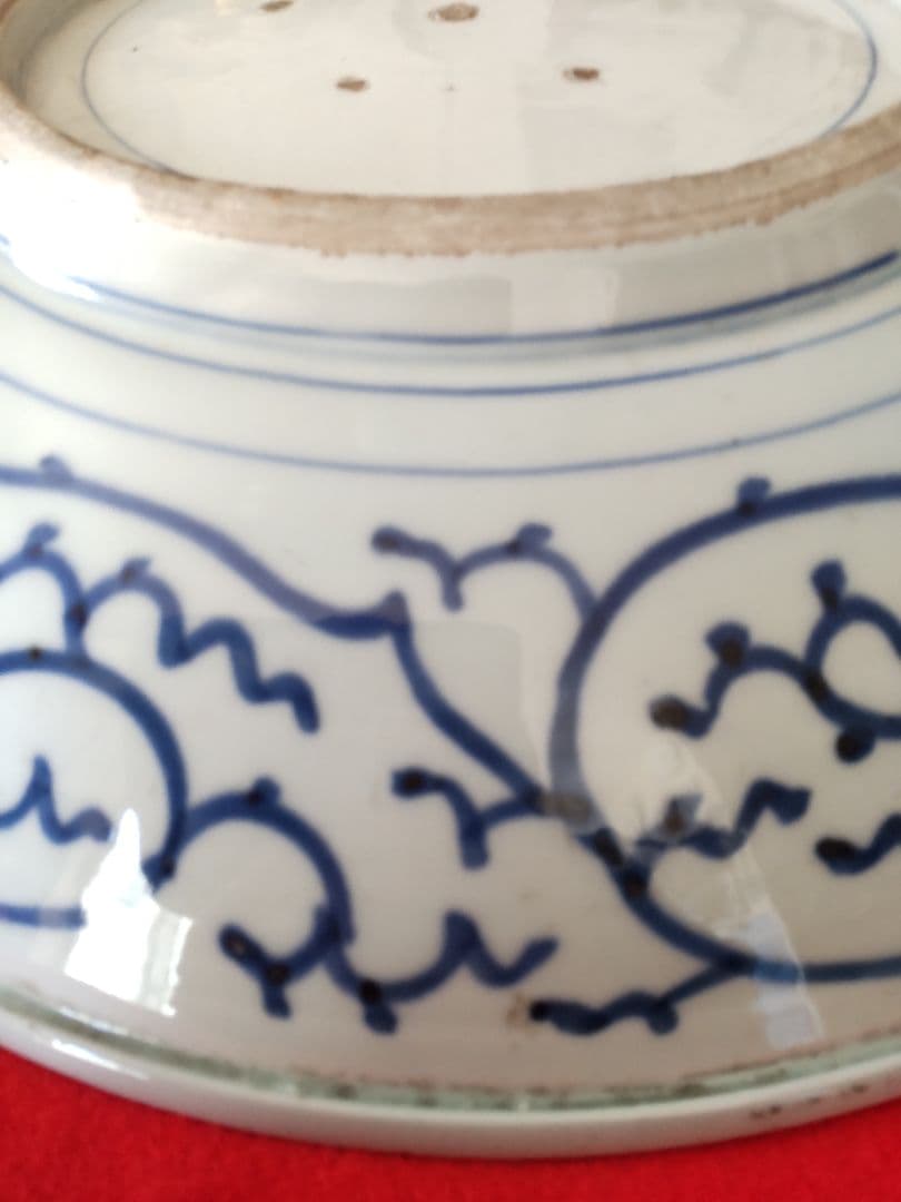 古伊万里染め付け微塵唐草平大鉢/江戸中期頃