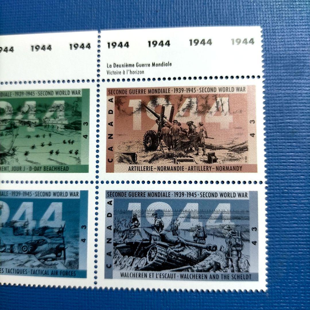 3117 外国切手 カナダ 第二次世界大戦1944年 田型 版銘付き
