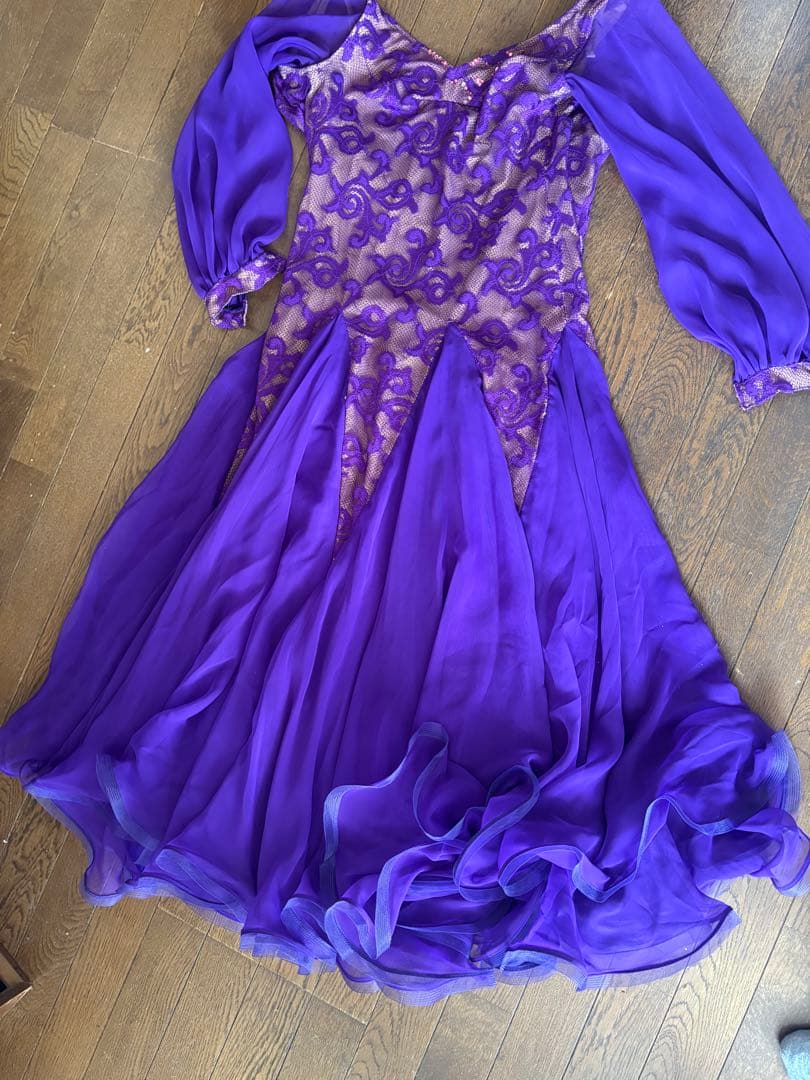 社交ダンスドレス★パーティードレス★デモドレス★パープル★社交ダンスウエアー