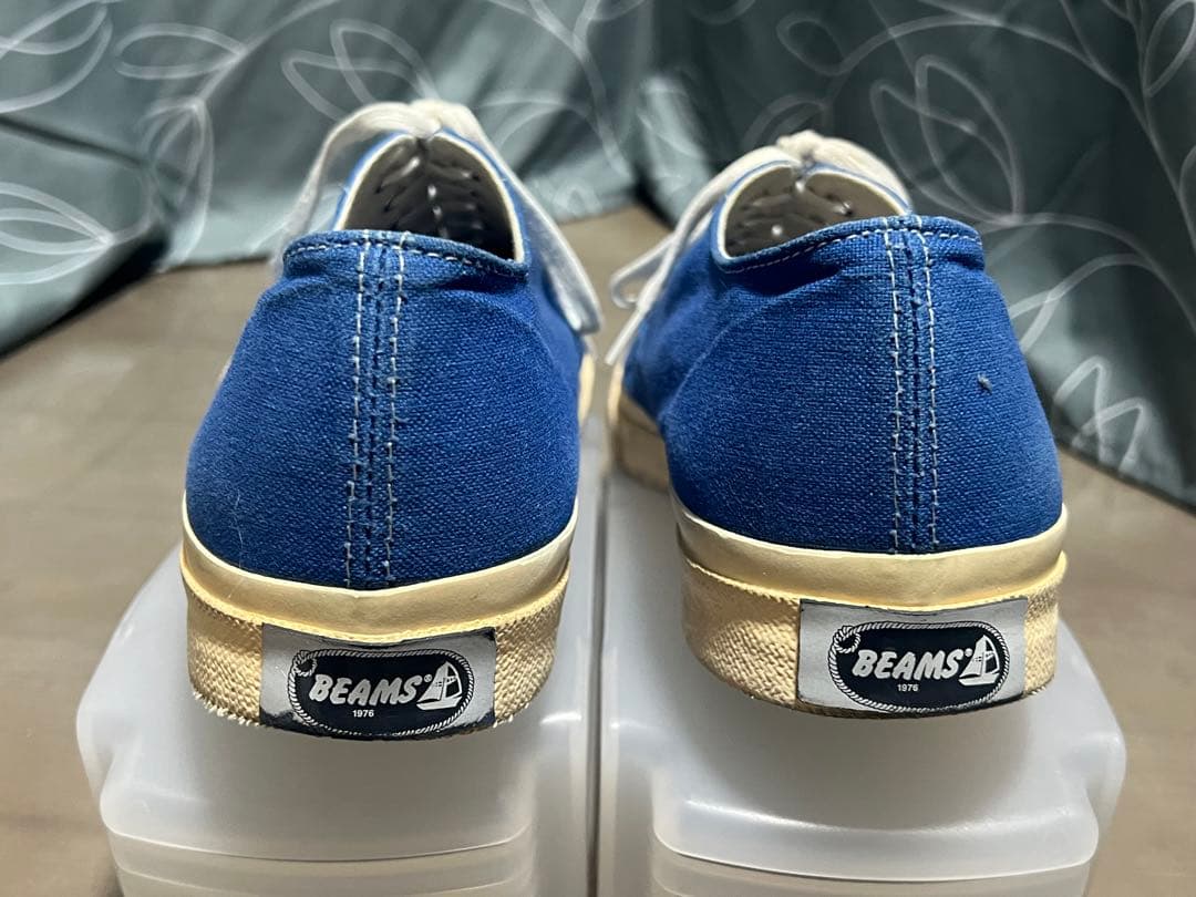 BEAMS 青 キャンバス スニーカー