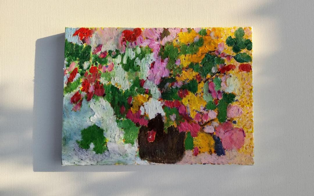 24×32㎝「花瓶の花」油彩・F4