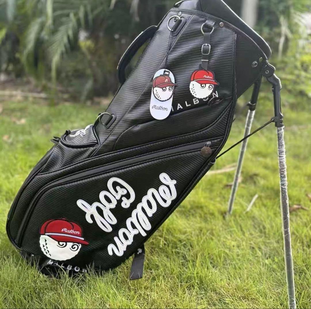 キャディーバッグ　黒　マルボンゴルフ MALBON GOLF スタンド