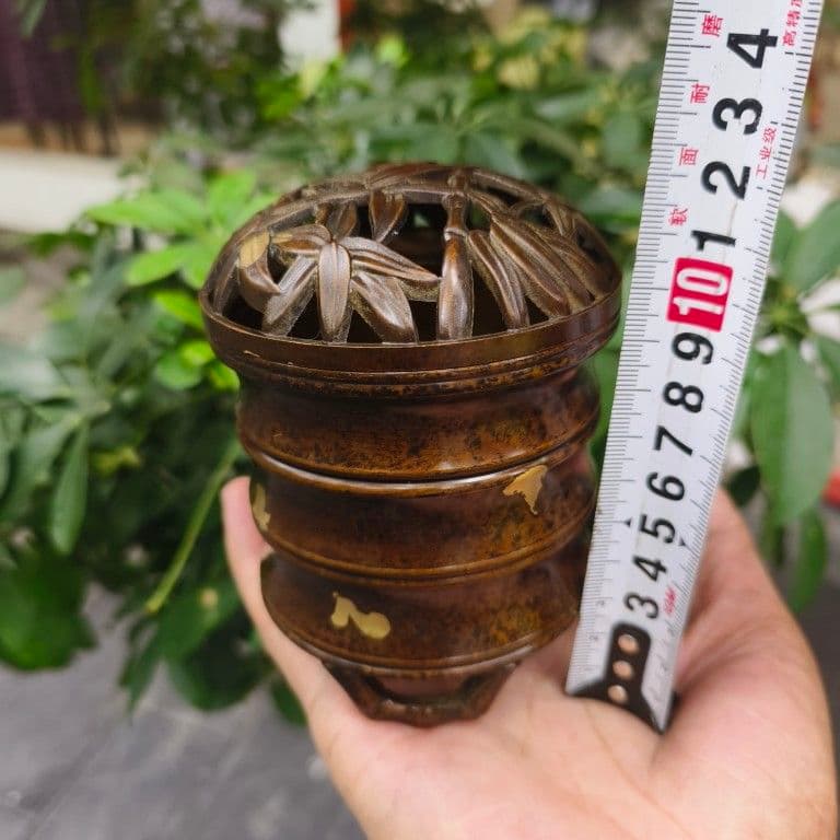 銅 細工 竹節薫炉 茶卓薫香炉 檀香炉 香道具 装飾品 工芸品 美術品 置物