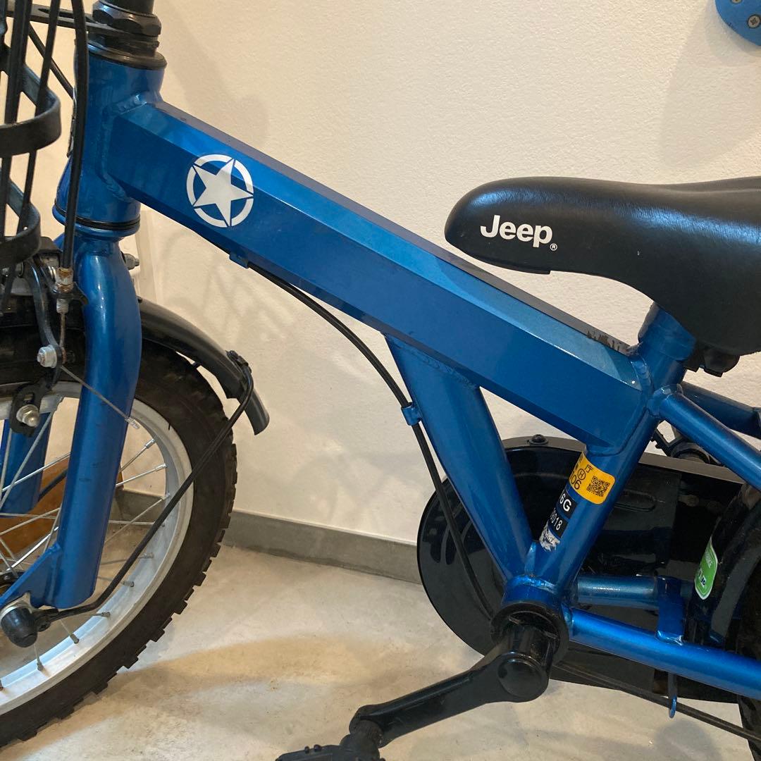 【引取限定】Jeep 子供用自転車 青色 補助輪付き 16インチ