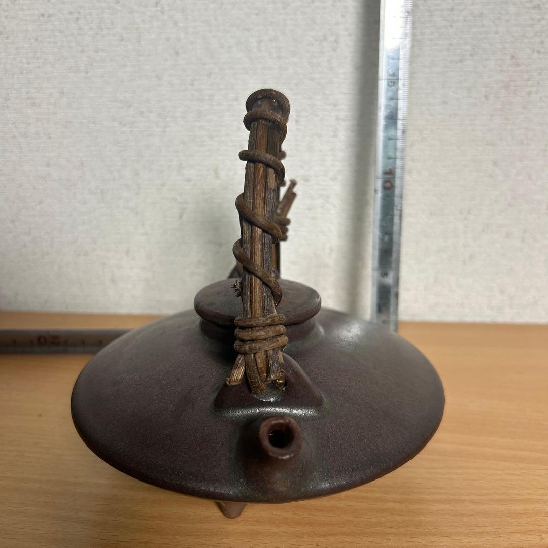 自宅保管品　黒薩摩の銚子　急須　 銘　柿