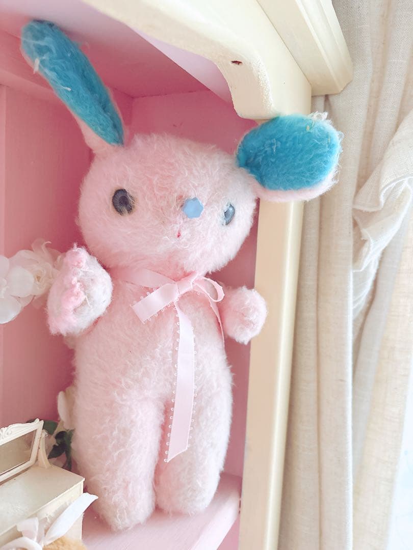 パステルピンク 花 バニー ぬいぐるみ ヴィンテージ