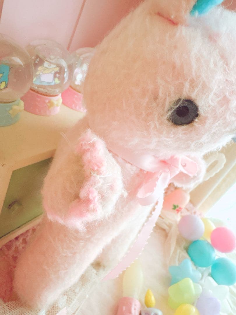 パステルピンク 花 バニー ぬいぐるみ ヴィンテージ