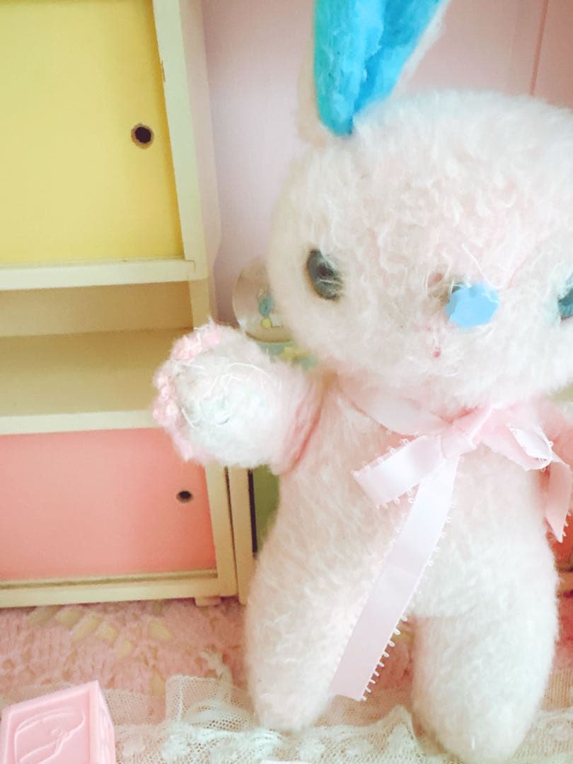 パステルピンク 花 バニー ぬいぐるみ ヴィンテージ