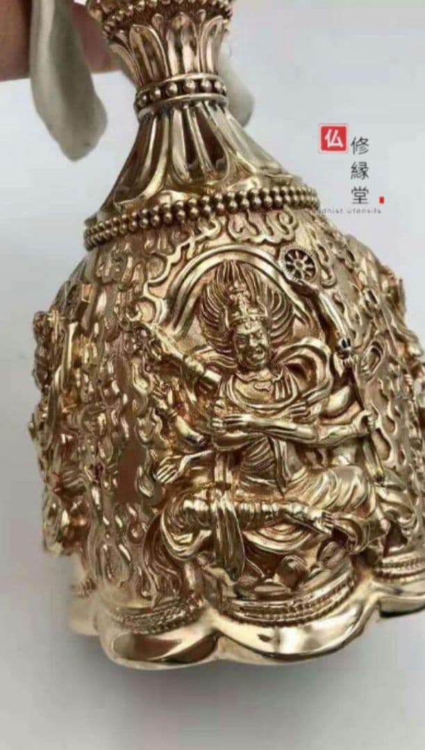 【修縁堂】密教法具 四大明王 法器 金剛鈴 鐘 真鍮製 26cm