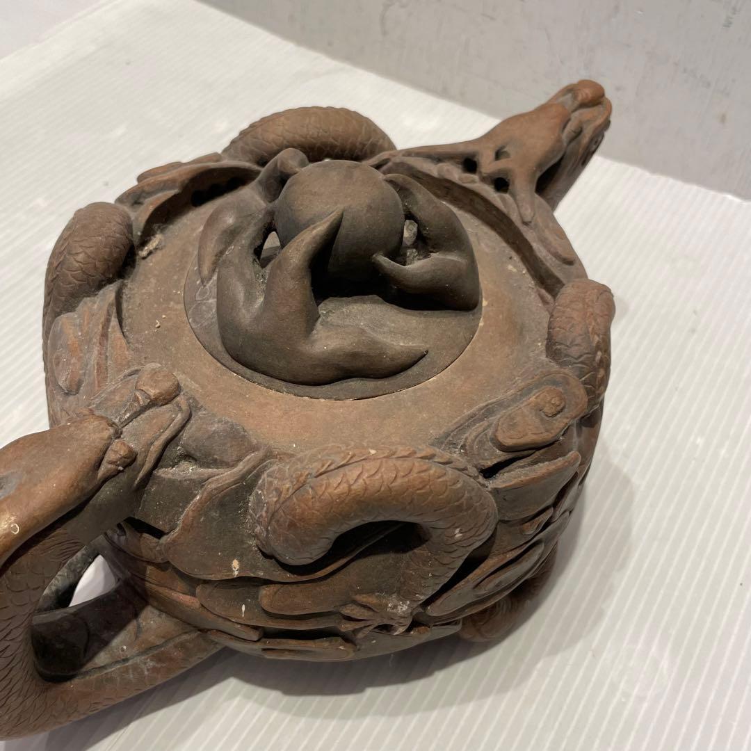 中国土産　急須　中国宜興 魚化龍　中国茶器　年代物　一点もの　アンティーク