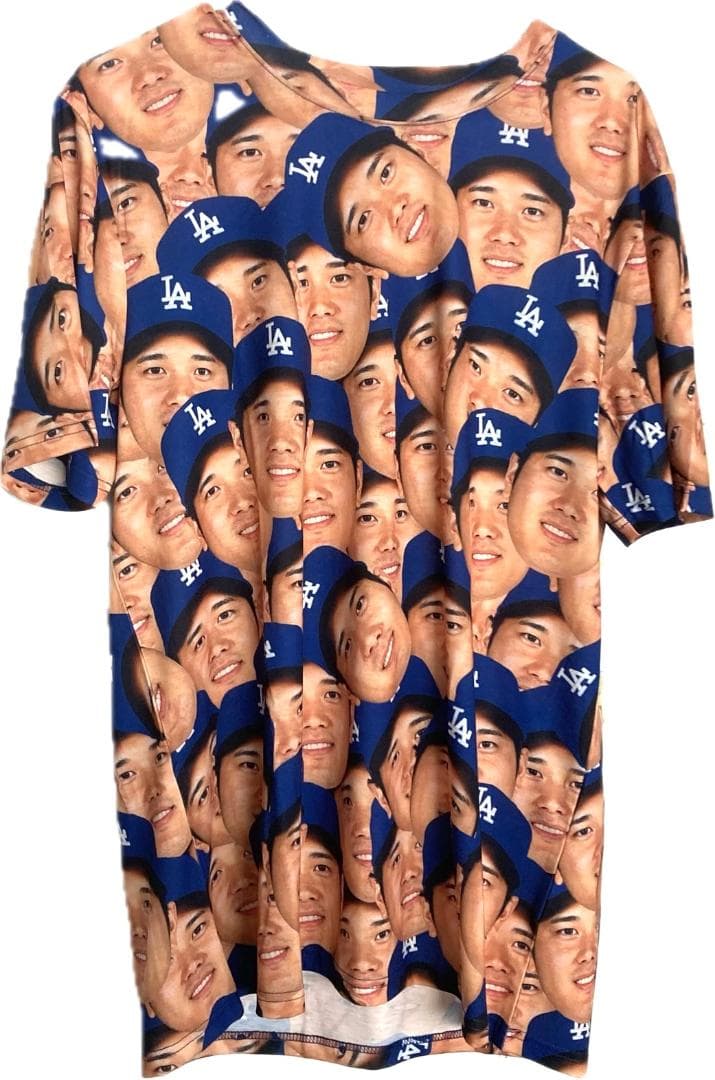 大谷翔平 ドジャース バブルヘッド人形 デコピン フェイスTシャツ:L セット