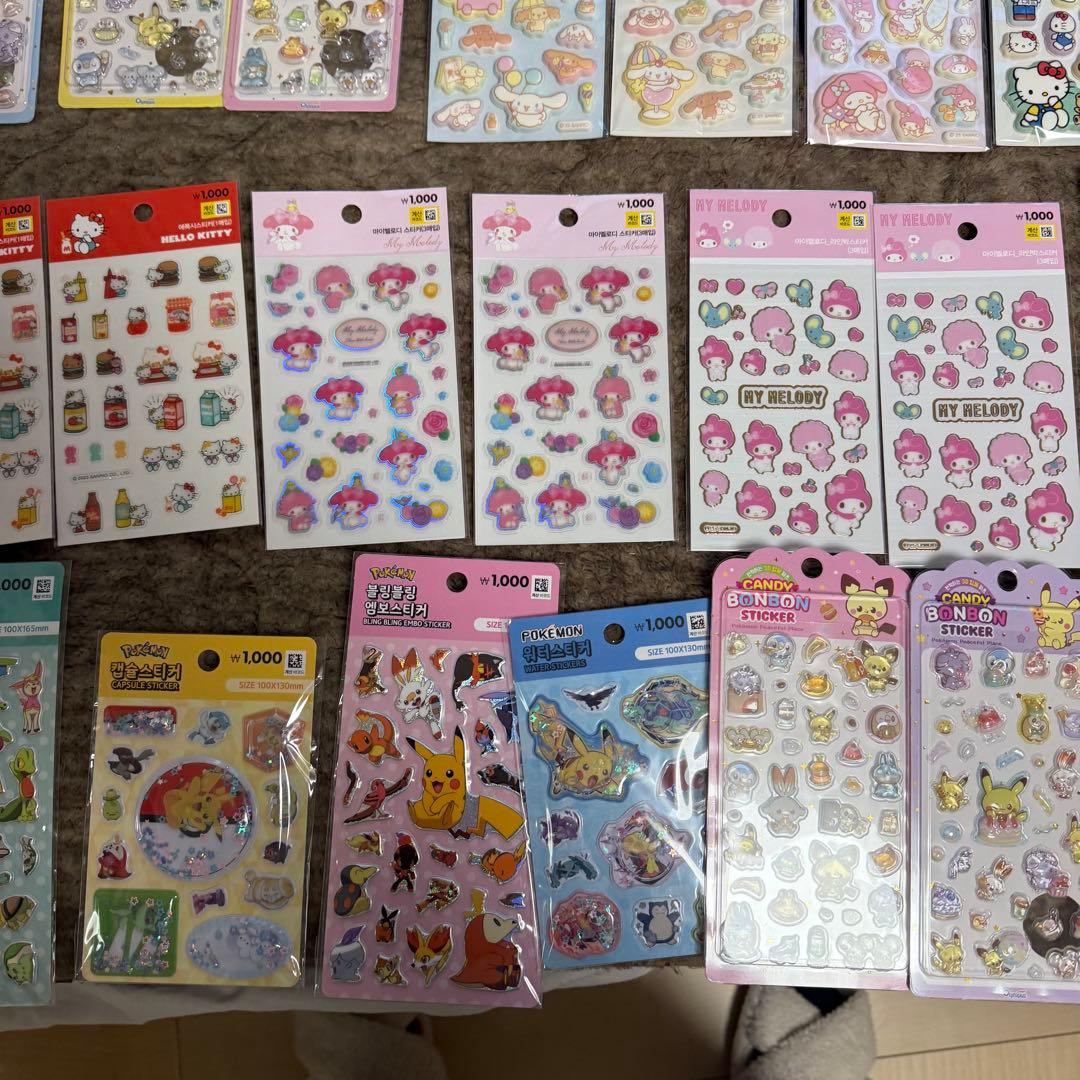 シール　サンリオ　ポケモン　セット　ぷくぷく　ボンボンシール