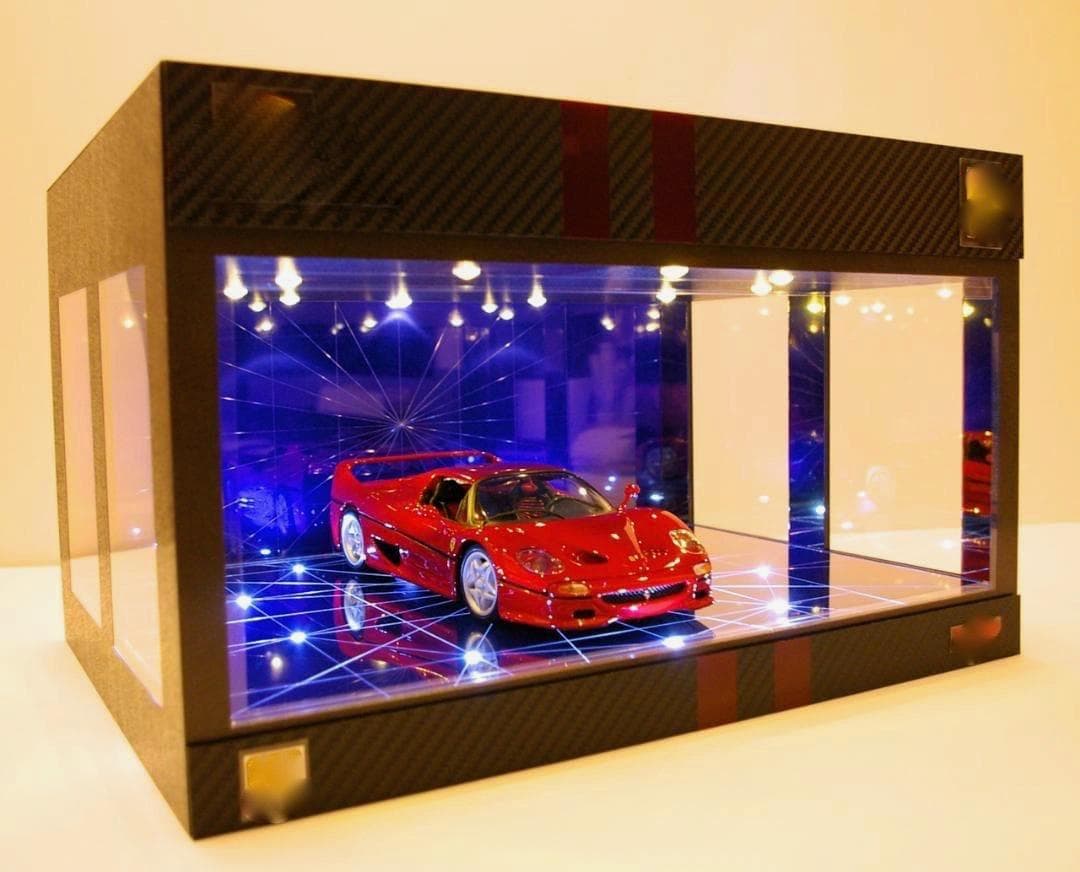 かおりこオーダー品・コバルトブルー幾何学・ディスプレーBOX/ネオジオラマ
