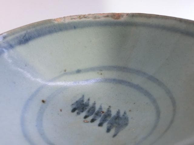 碗■安南染付 歪み茶碗 古い平鉢 酒器 古玩 唐物 中国 古美術 時代物 骨董■