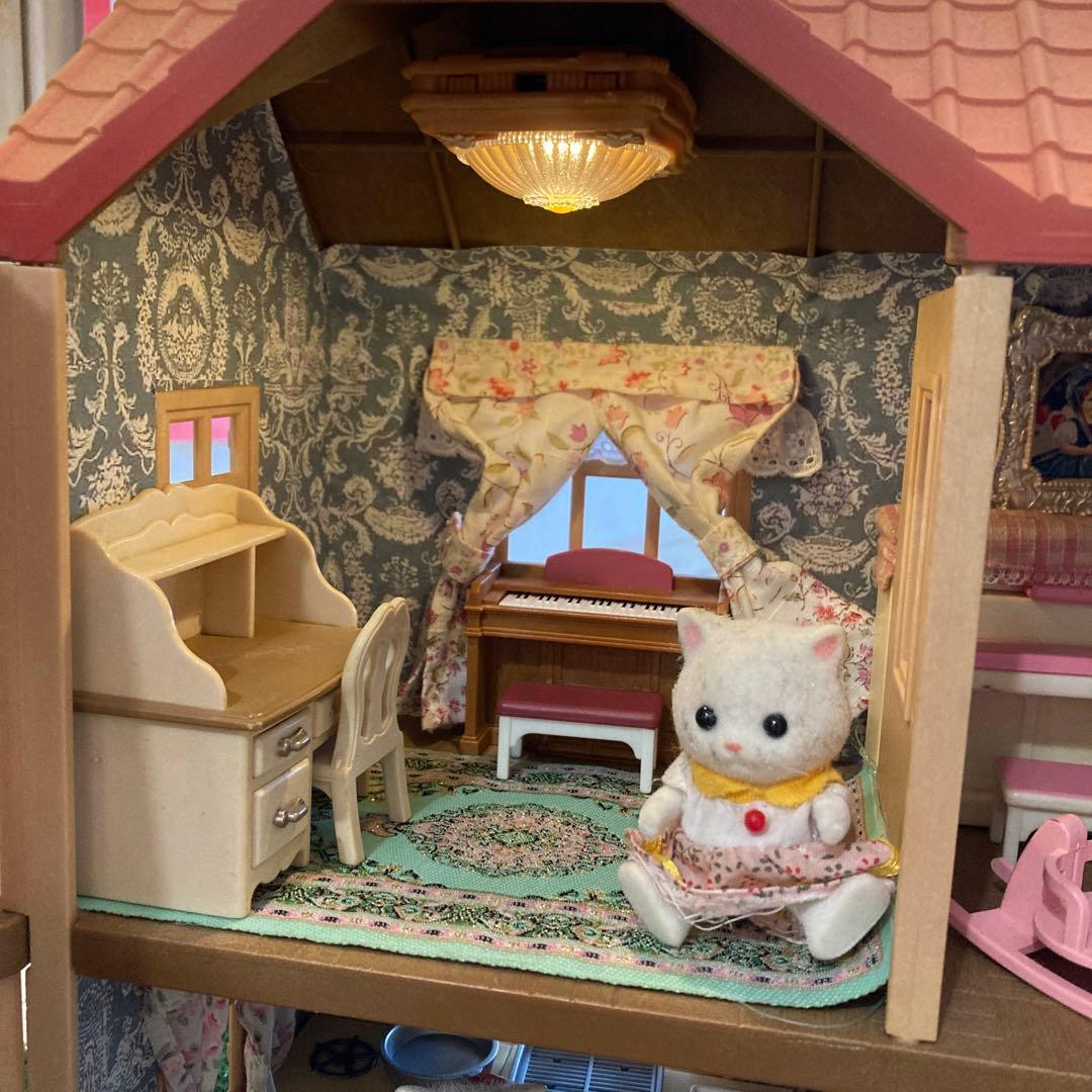 あかりの灯る大きなお家 シルバニアファミリー ペルシャネコ ファミリー セット