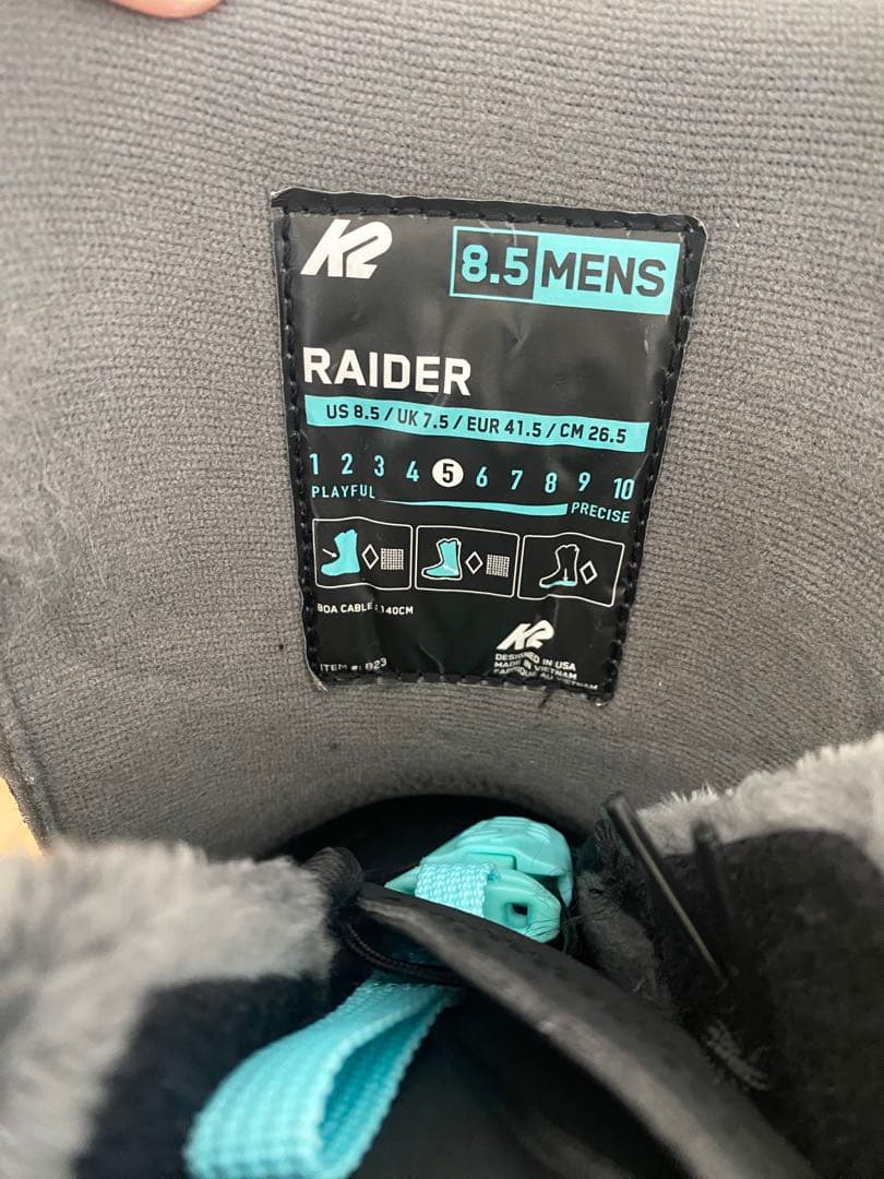 美品　K2 Raider ブラック スノーボードブーツ　26.5