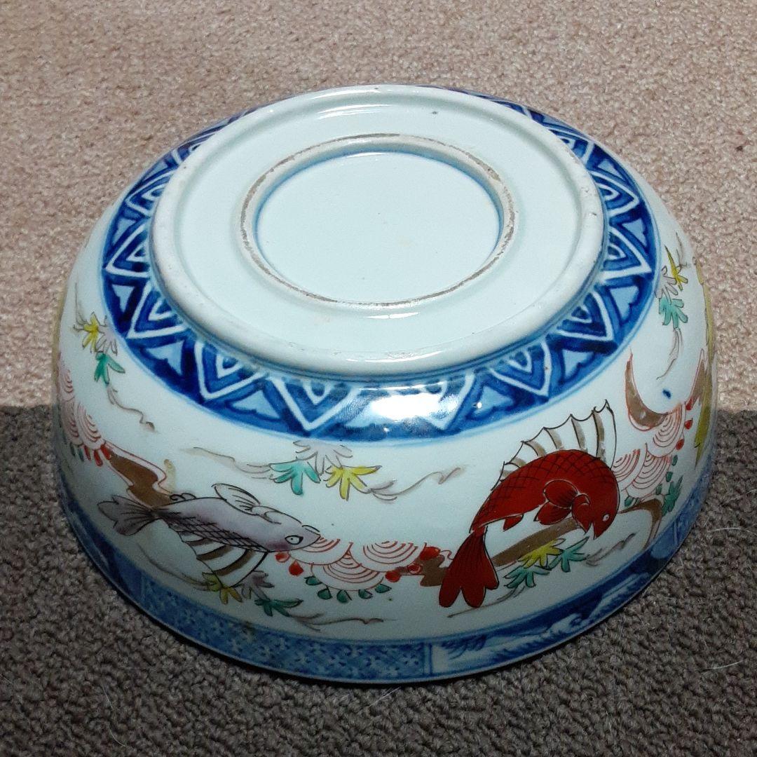 古い伊万里鉢皿椀/手描き水草魚貝吉祥紋/紅葉鯛宝珠/二重高台唐草紋/有田唐津焼