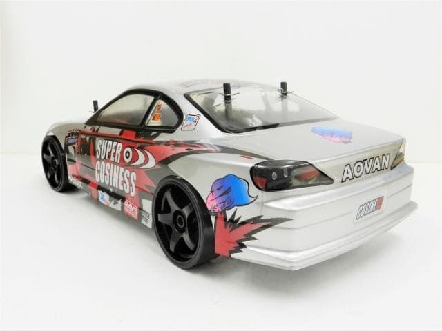 ターボ機能付 1/10 ドリフトラジコンカー S002 銀/赤 スペアボディー付