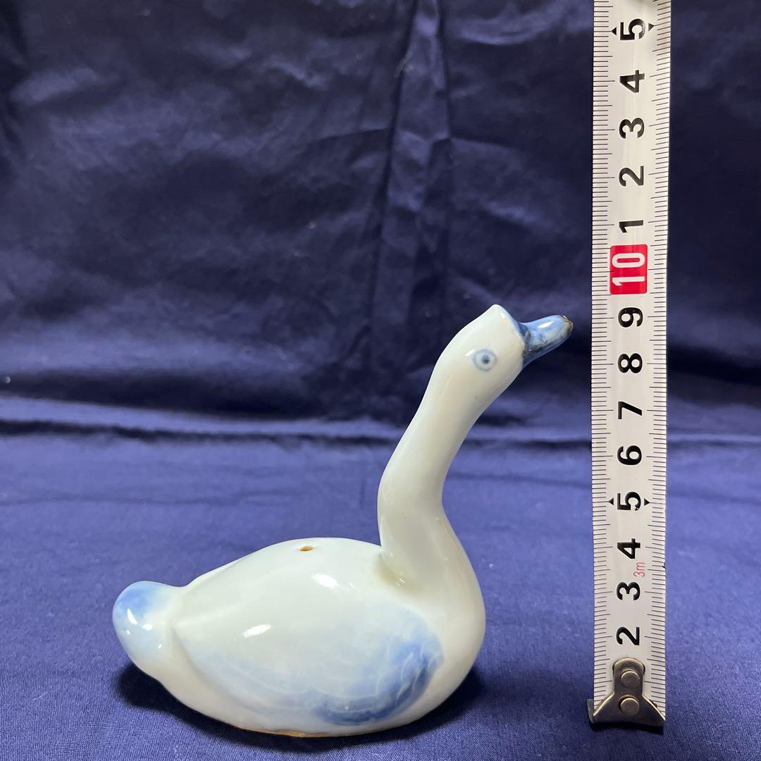 水鳥　水滴　陶器 青と白のグラデーション 約10cm
