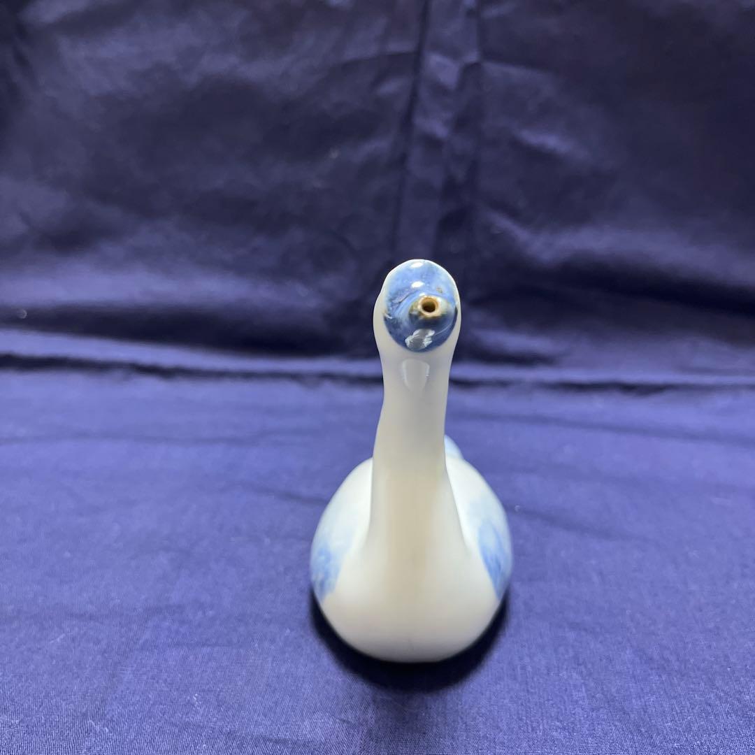 水鳥　水滴　陶器 青と白のグラデーション 約10cm
